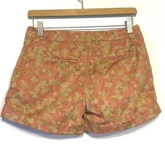 J. Crew Floral Shorts size 0 Green Khaki Cotton Terra Cotta Flower Pattern - Picture 2 of 6